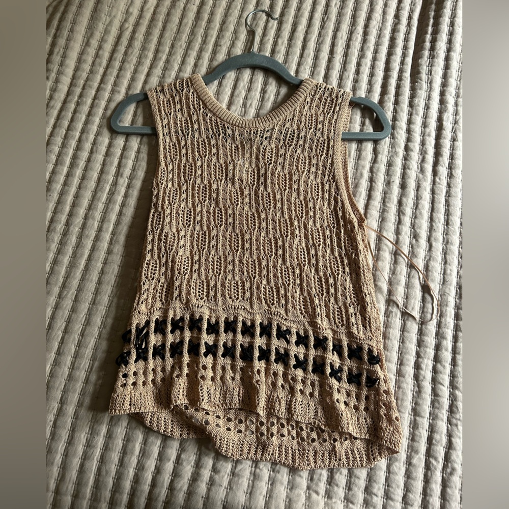 brown crochet top